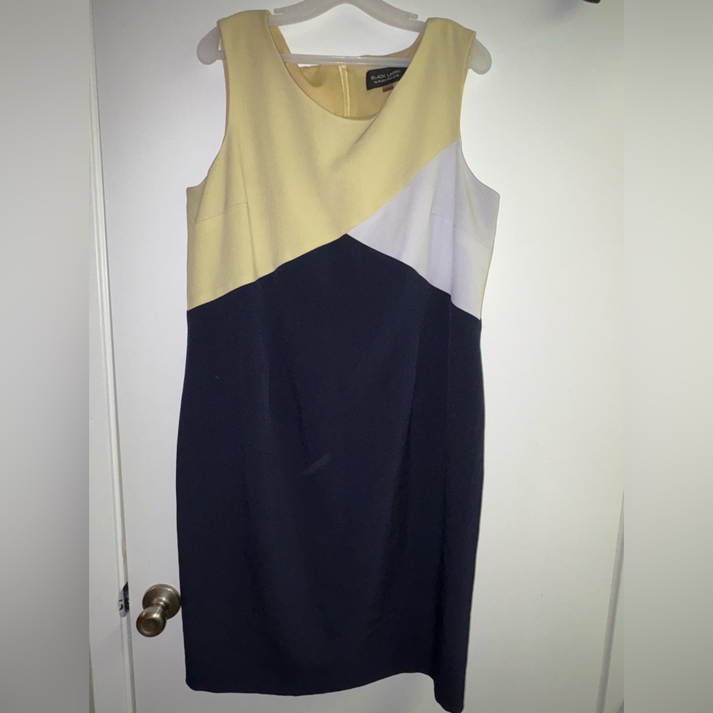 Evan Picone Blue Asymmetrical Sheath Dress